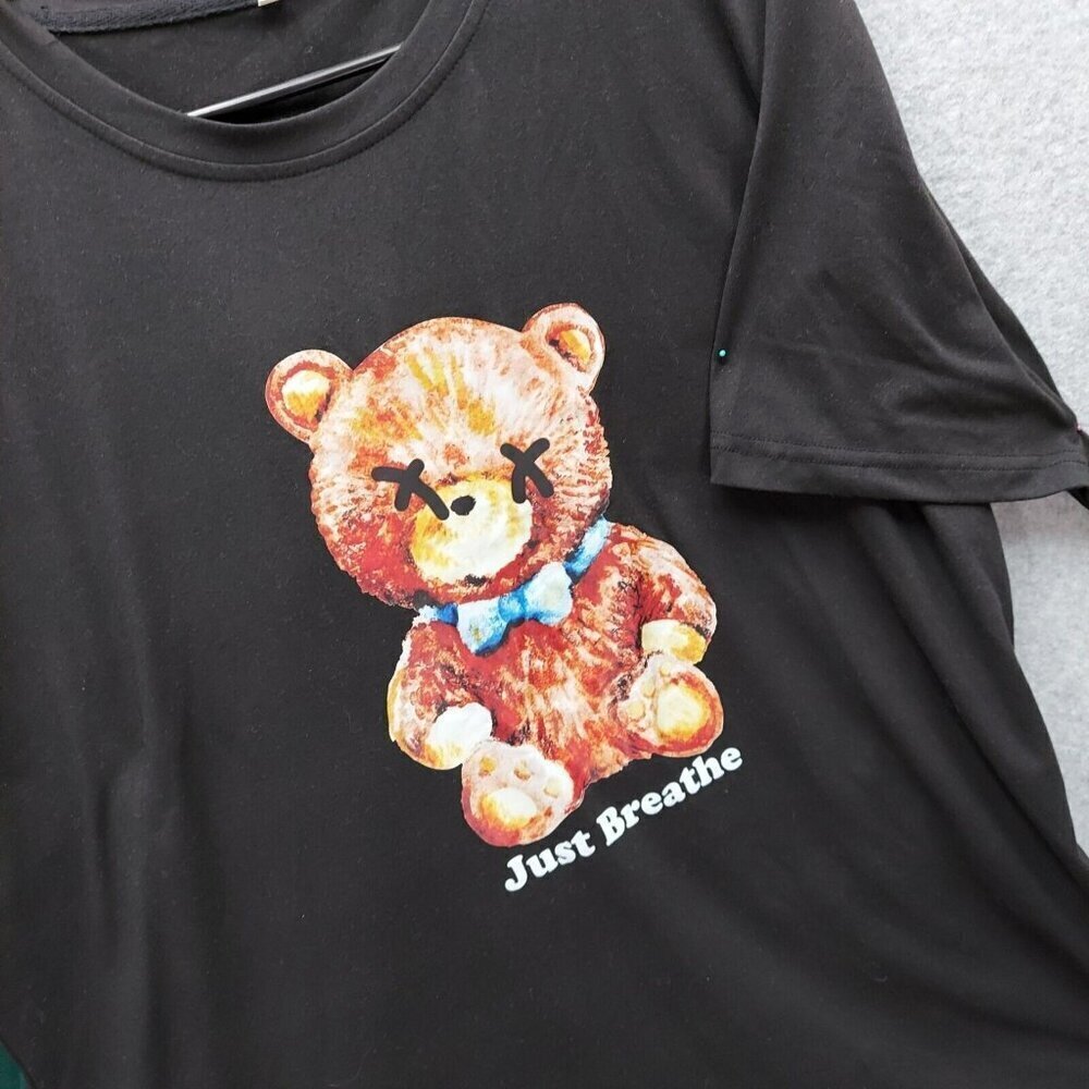 SHEIN Two Shirt Lot Bears Designs Green Black Size Large Steampunk Grunge - Picture 2 of 5